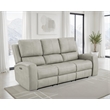 Pemberly Row Faux Leather Zero Gravity Triple Power Reclining Sofa in Gray