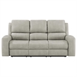 Pemberly Row Faux Leather Zero Gravity Triple Power Reclining Sofa in Gray