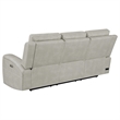 Pemberly Row Faux Leather Zero Gravity Triple Power Reclining Sofa in Gray