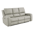 Pemberly Row Faux Leather Zero Gravity Triple Power Reclining Sofa in Gray