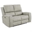 Pemberly Row Faux Leather 2 PC Triple Power Reclining Sofa Set in Gray