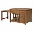 Pemberly Row 3-Piece Wood Kitchen Island with Extension Table in Oak Brown
