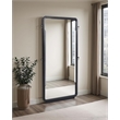 Pemberly Row Contemporary Wood Full-Length Floor Mirror in Burnished Black