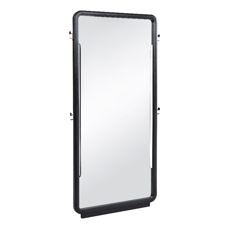 Pemberly Row Contemporary Wood Full-Length Floor Mirror in Burnished Black