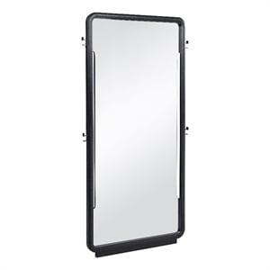 Pemberly Row Contemporary Wood Full-Length Floor Mirror in Burnished Black