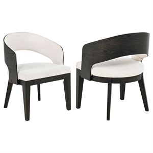 Pemberly Row 19.75&quot Contemporary Fabric Dining Arm Chair in Cream