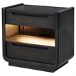 Pemberly Row 2-Drawer Wood LED Nightstand with USB in Burnished Black