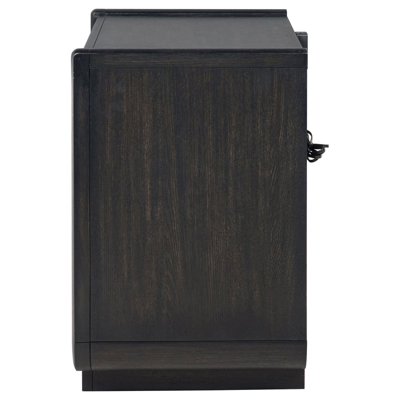 Pemberly Row 2-Drawer Wood LED Nightstand with USB in Burnished Black