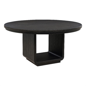 Pemberly Row 60&quot Round Contemporary Wood Dining Table in Burnished Black