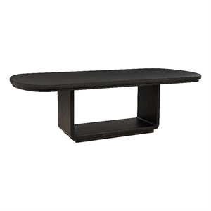 Pemberly Row 78&quot Wood Extension Dining Room Table in Burnished Black