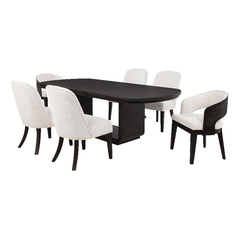 Pemberly Row 5-Piece Rectangular Wood Dining Set in Burnished Black/Cream
