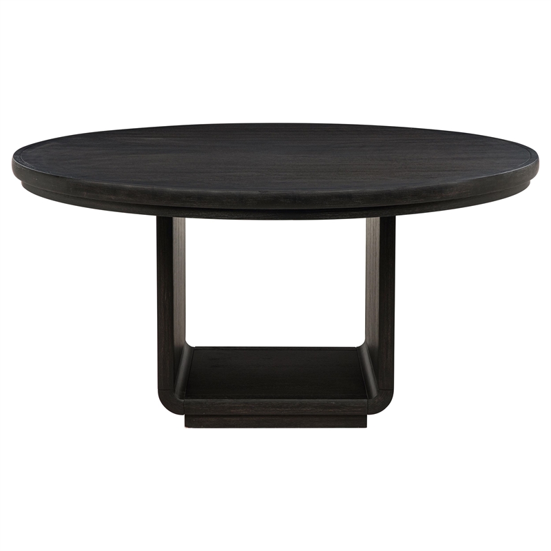 Pemberly Row 5-Piece Round Wood Dining Set in Burnished Black/Cream