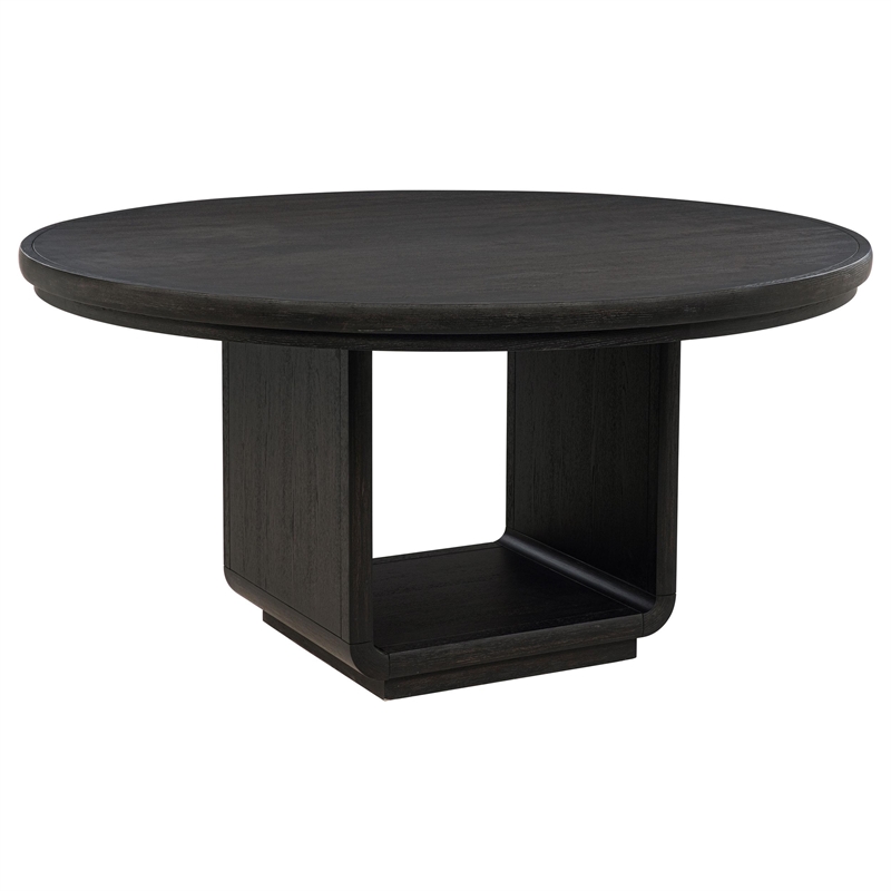 Pemberly Row 7-Piece Round Wood Dining Set in Cream/Burnished Black