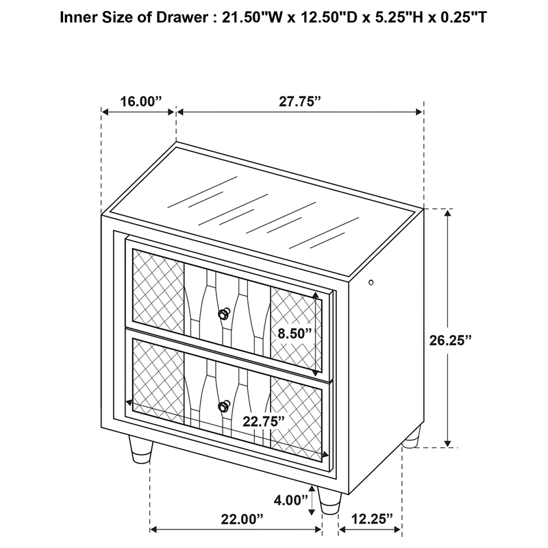 Pemberly Row 2-drawer Wood LED Nightstand with USB in Ivory/Camel