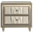 Pemberly Row 2-drawer Wood LED Nightstand with USB in Ivory/Camel