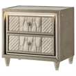 Pemberly Row 2-drawer Wood LED Nightstand with USB in Ivory/Camel