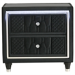Pemberly Row 2-Drawer Velvet Upholstered LED Nightstand with USB in Black