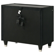 Pemberly Row 2-Drawer Velvet Upholstered LED Nightstand with USB in Black