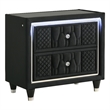 Pemberly Row 2-Drawer Velvet Upholstered LED Nightstand with USB in Black