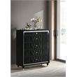 Pemberly Row 5-Drawer Velvet Upholstered LED Chest of Drawers in Black