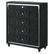 Pemberly Row 5-Drawer Velvet Upholstered LED Chest of Drawers in Black
