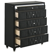 Pemberly Row 5-Drawer Velvet Upholstered LED Chest of Drawers in Black