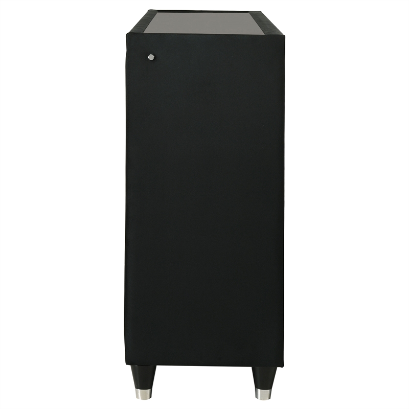 Pemberly Row 8-Drawer Velvet Upholstered LED Dresser Cabinet in Black