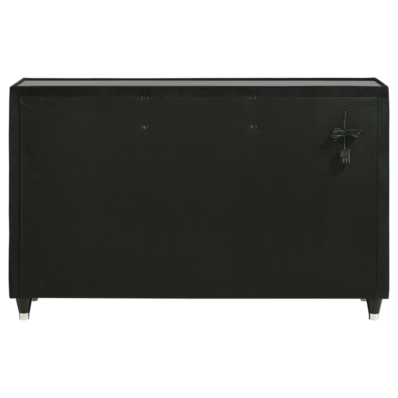 Pemberly Row 8-Drawer Velvet Upholstered LED Dresser Cabinet in Black