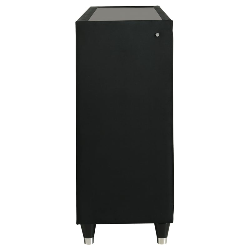 Pemberly Row 8-Drawer Velvet Upholstered LED Dresser Cabinet in Black