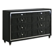 Pemberly Row 8-Drawer Velvet Upholstered LED Dresser Cabinet in Black