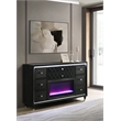 Pemberly Row 8-Drawer Velvet Upholstered LED Flame Box Dresser in Black
