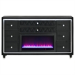 Pemberly Row 8-Drawer Velvet Upholstered LED Flame Box Dresser in Black