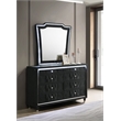 Pemberly Row 8-Drawer Velvet Upholstered LED Dresser with Mirror in Black