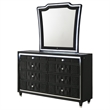 Pemberly Row 8-Drawer Velvet Upholstered LED Dresser with Mirror in Black