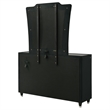 Pemberly Row 8-Drawer Velvet Upholstered LED Dresser with Mirror in Black