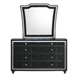 Pemberly Row 8-Drawer Velvet Upholstered LED Dresser with Mirror in Black