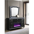 Pemberly Row 8-Drawer Velvet LED Flame Box Dresser and Mirror in Black
