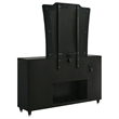 Pemberly Row 8-Drawer Velvet LED Flame Box Dresser and Mirror in Black