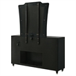 Pemberly Row 8-Drawer Velvet LED Flame Box Dresser and Mirror in Black