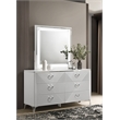 Pemberly Row 6-drawer Wood Dresser Cabinet with Mirror in White High Gloss