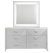 Pemberly Row 6-drawer Wood Dresser Cabinet with Mirror in White High Gloss