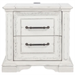 Pemberly Row 2-drawer Wood Nightstand with Dual USB in Vintage White