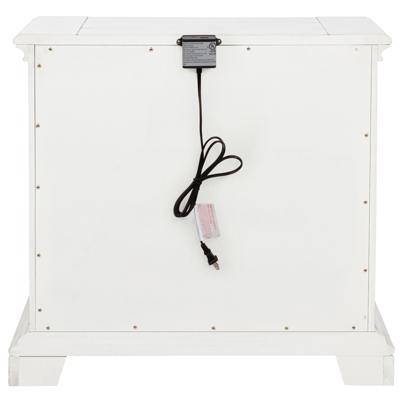 Pemberly Row 2-drawer Wood Nightstand with Dual USB in Vintage White