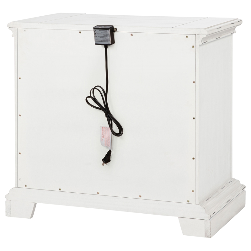 Pemberly Row 2-drawer Wood Nightstand with Dual USB in Vintage White