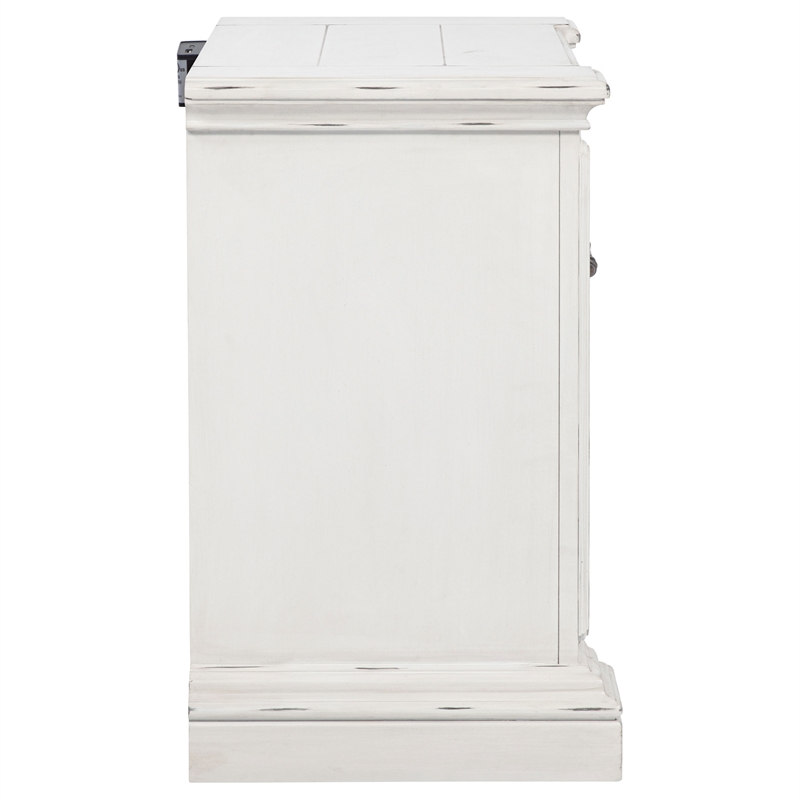 Pemberly Row 2-drawer Wood Nightstand with Dual USB in Vintage White