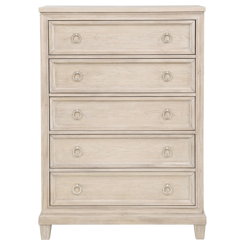 Pemberly Row 5-drawer Coastal Wood Chest of Drawers in Washed Oak Brown