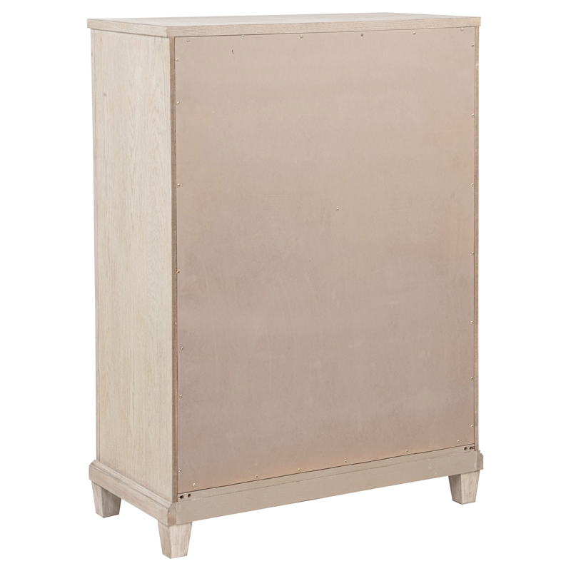Pemberly Row 5-drawer Coastal Wood Chest of Drawers in Washed Oak Brown
