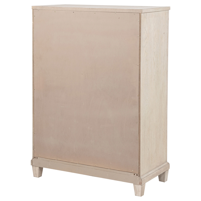 Pemberly Row 5-drawer Coastal Wood Chest of Drawers in Washed Oak Brown