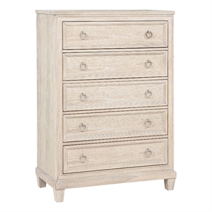 Pemberly Row 5-drawer Coastal Wood Chest of Drawers in Washed Oak Brown