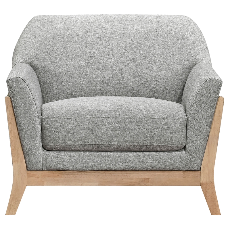Pemberly Row Mid-Century Fabric Flared Arm Accent Chair in Gray/Blonde